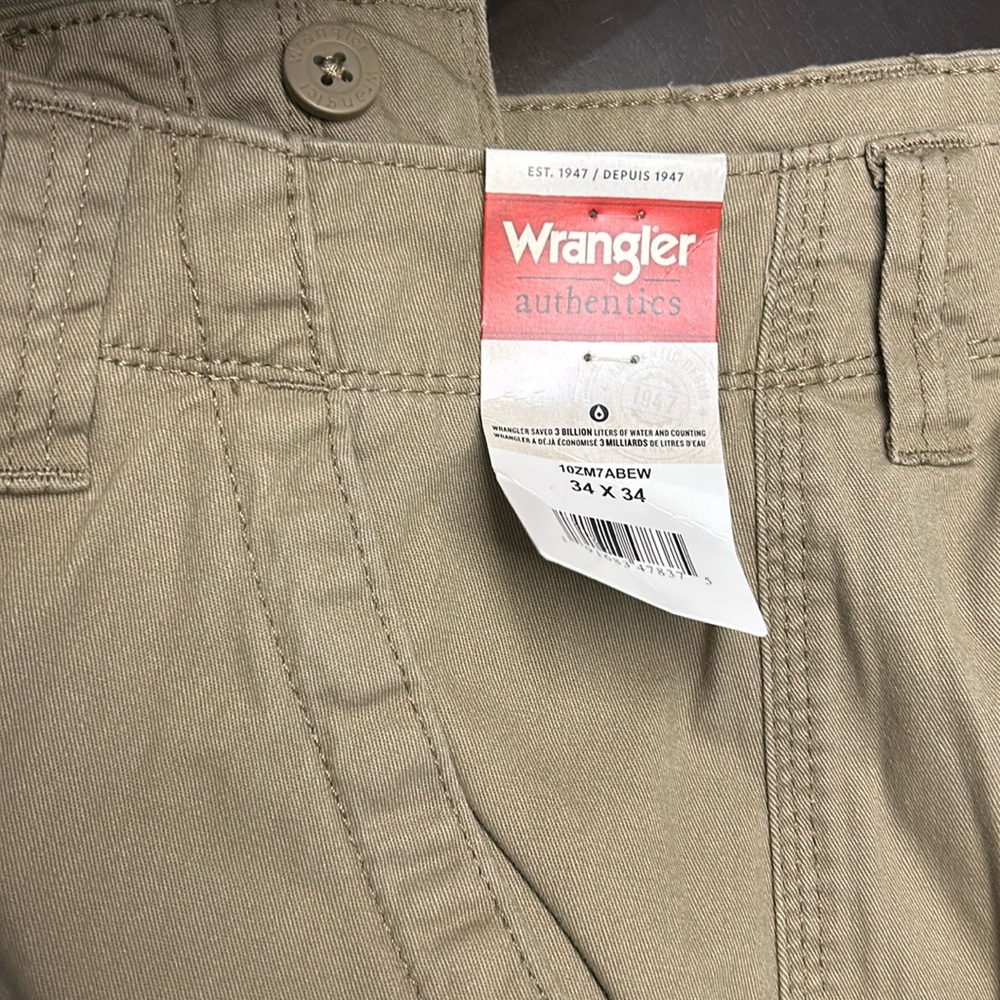 Wrangler Authentics Khaki Cargo Pants 34X34